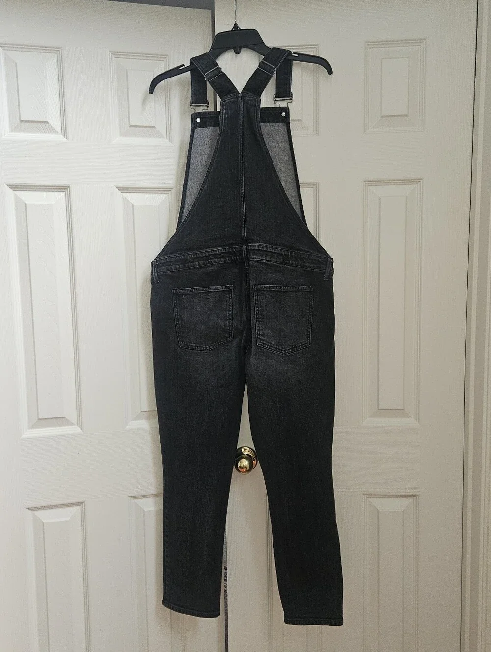 GAP Maternity Faded Black Denim Overalls Sz M